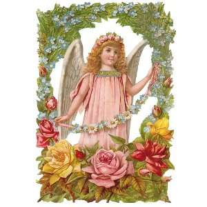  Large Angel with Flowers Scrap ~ Germany