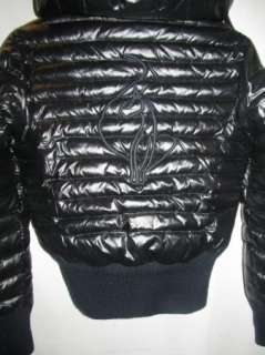 Baby Phat Black Shiny Quilted Nylon Coat Womens Small  