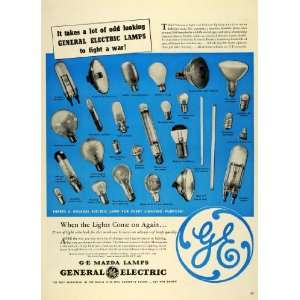  1943 Ad General Electric Logo Mazda Lamp Lighting Light 