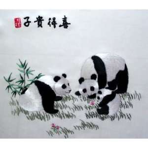 Chinese Silk Embroidery Wall Hanging Panda 7