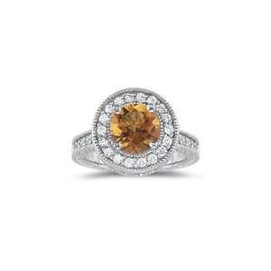  0.96 Cts Diamond & 1.59 Cts Citrine Ring in 18K White Gold 