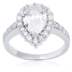  Sterling Silver and Pear Cut Cubic Zirconia Wedded Bliss Ring Jewelry