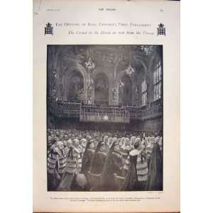  Edward Parliament House Lords Opening Old Print 1901