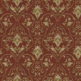 WALLPAPER SAMPLE Red and Gold Victorian Scroll  