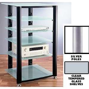 Glass and Steel 6 Shelf Audio Visual Stand (Silver) (49 1 
