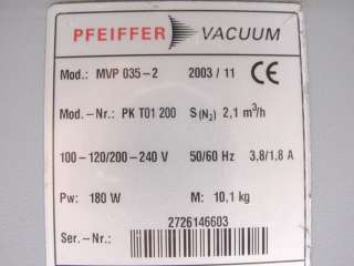 Pfeiffer Vacuum MVP 035 2 Dry Pump PKT01200 REPAIR  