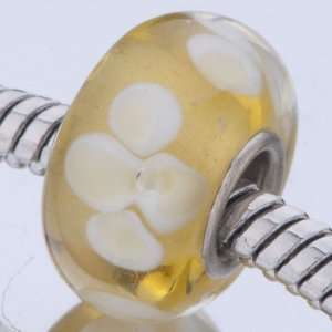 Fresh Yellow White Flower Glass Beads Pandora Chamilia Biagi Beads 