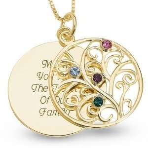  Personalized 14k Gold 4 Birthstone Family Necklace Gift Jewelry