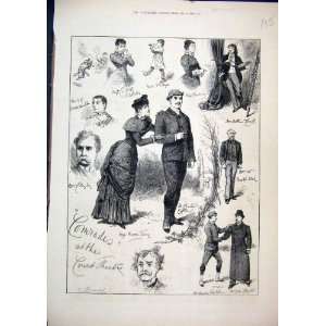  1883 Sketches Actors Court Theatre Comedy Artist Print 