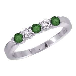   White Gold 1/2 ct. Alternating Green and White Diamond Ring Jewelry