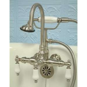   Down Spout 3 3/8 Center Wall Mount Claw Foot Tub Faucet With Hand Sho