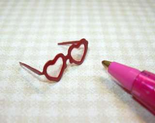 Miniature Red Heart Metal Frame Glasses DOLLHOUSE  