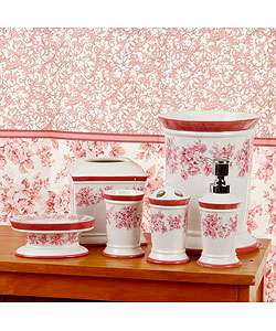 Vintage Rose Pink Bathroom Accessories Set with Shower Curtain 