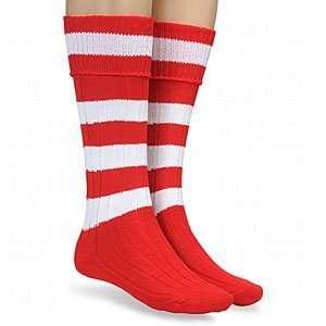 Twin City Mens Hoop Stripe Socks Scarlet/White/Medium 