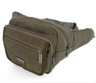   Washable Canvas Mens Waist Bag Fanny Pack Purse Army Green Color