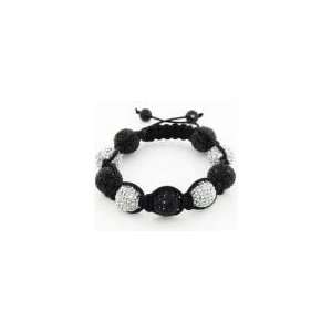  White & Black All Crystal Shamballa Bracelet Jewelry