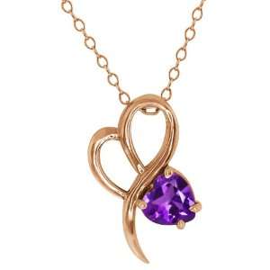  0.74 Ct Heart Shape Purple Amethyst 14k Rose Gold Pendant 