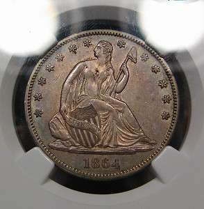 1864 Seated Liberty Half Dollar NGC AU55 CAC *Rare Civil War Date 