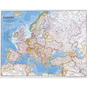  National Geographic Europe Political Mounted Map   Black 