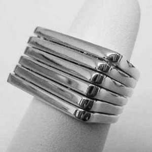  Sterling Silver Stackable Square Ring Set Jewelry