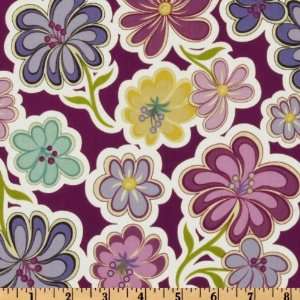  44 Wide Daisy Dance Large Blooms Purple Fabric By The 