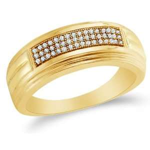   MENS Wedding Band Ring   w/ Micro Pave Set Round Diamonds   (.15 cttw