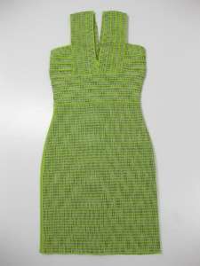 Lime green Jacquard Bodycon Bandage Dress XXS XS S M L  