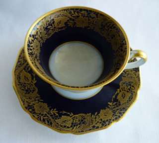   COBALT & GOLD GILT DEMITASSE Victorian LACE TEA CUP & SAUCER  