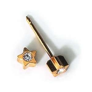  INVERNESS 24K Gold Star Crystal Piercing Earrings Health 