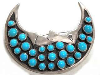 Lee Charley Turquoise Cluster Crescent Moon Pin/Pend  