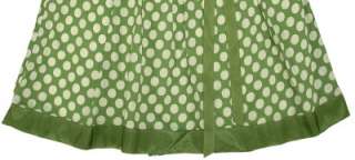 NEW $98 White Chocolate Polka Dot Print Green Cotton Skirt Extra Large 