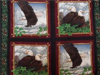 New Eagle Mountain Tree Bird Pillow Panel Fabric BTY  