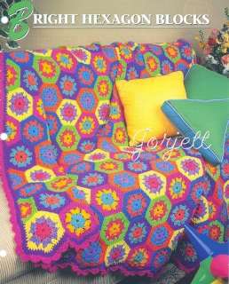 Bright Hexagon Blocks Afghan, Annies crochet pattern  