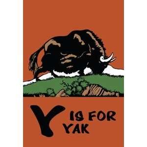  Y is for Yak   12x18 Framed Print in Black Frame (17x23 