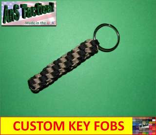 Paracord Key Chain Fob Lanyard Custom Colors, round weave  
