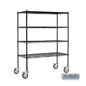 Wire Shelving   Mobile   60 Inches Wide   69 Inches High   24 Inches 
