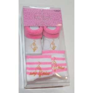  Baby Phat Baby Bootie/Sock Size 0 12 Months   Pink/White 