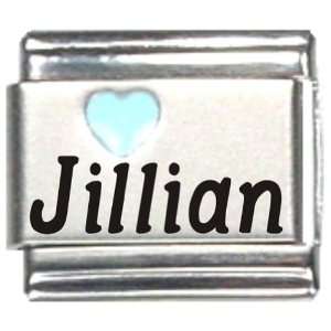  Jillian Light Blue Heart Laser Name Italian Charm Link 