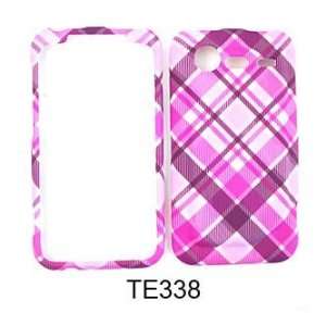  HTC Incredible2 Pink and Purple Plaid Hard Rubberized Case 