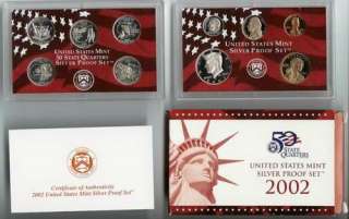 2002 US MINT SILVER PROOF COIN SET W/ STATE QUARTERS  