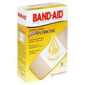 Band Aid Adhesive Bandages Plus Antibiotic, Extra Large, 8 bandages