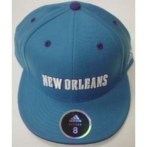   Orleans Hornets Fitted Flat Bill Adidas Hat Size 8