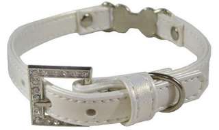   New PVC Leather Rhinestones Ornament Chain Collar Dog DCR 09WPB  