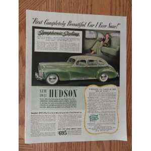  1940 Hudson Super 6 Sedan, Vintage 40s full page print ad 