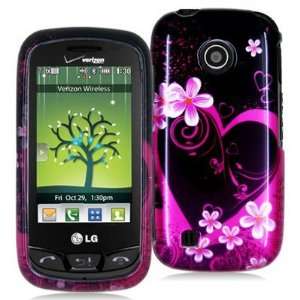  LG COSMOS TOUCH VN270 2D PURPLE HEART FLOWERS CASE Cell 