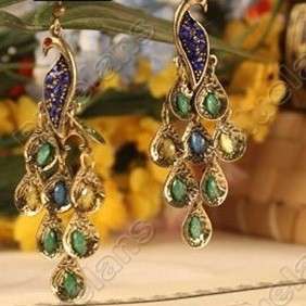 Blue Diamante Exquisite Vintage Peacock Earrings Earring 6062  