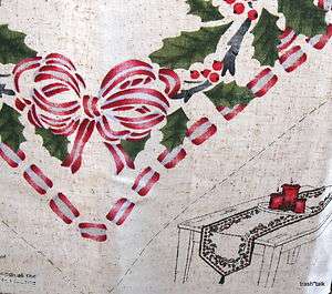 Daisy Kingdom Holly Peppermint Table runner fabric panel mantle scarf 