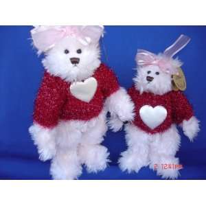  Bear with Heart Sweater, 10 and 8 Tall, Jointed Stuffed Animal Toy
