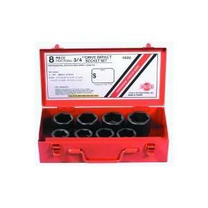  8 Piece 3/4in. Drive Standard SAE 6 Point Impact Socket 