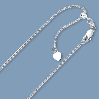 Solid Adjustable Wheat Chain 10K White Gold 22 1.0mm  